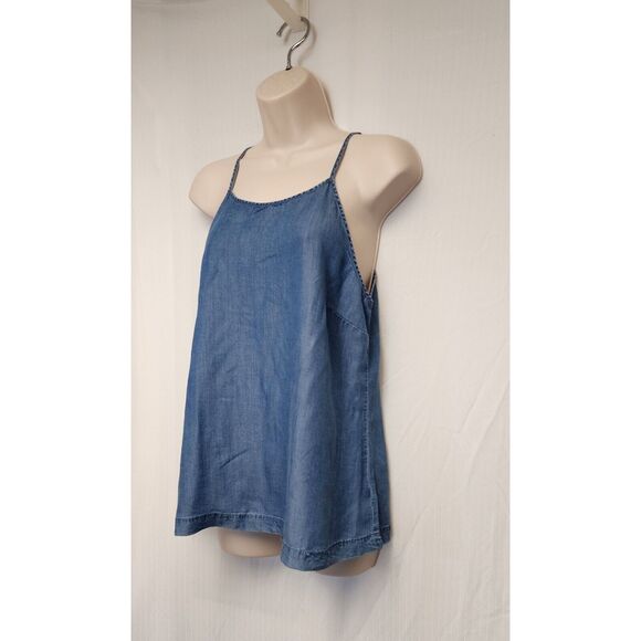 Altar’d State Denim Chambray Blue Top Blouse Size Medium - Picture 3 of 6